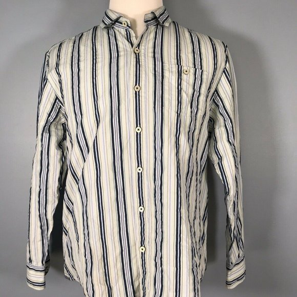 Tommy Bahama Men's Shirt XL Extra Large Cotton Silk Striped Blue Green - Picture 3 of 12